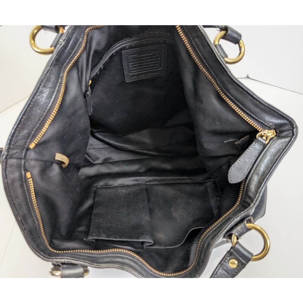 Coach Izzy Leather Carryall Satchel Bag Black Double Handle Purse F24683 - Picture 13 of 16